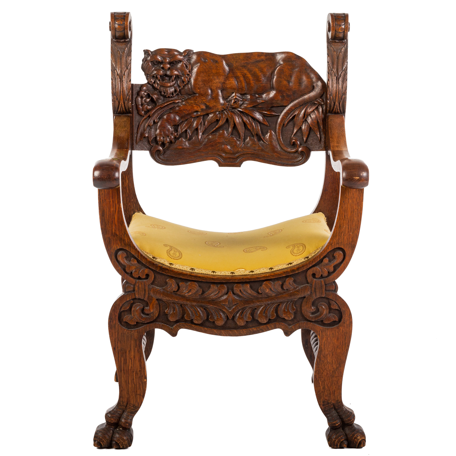 OAK CARVED ARM CHAIR Early 20th 338e6c