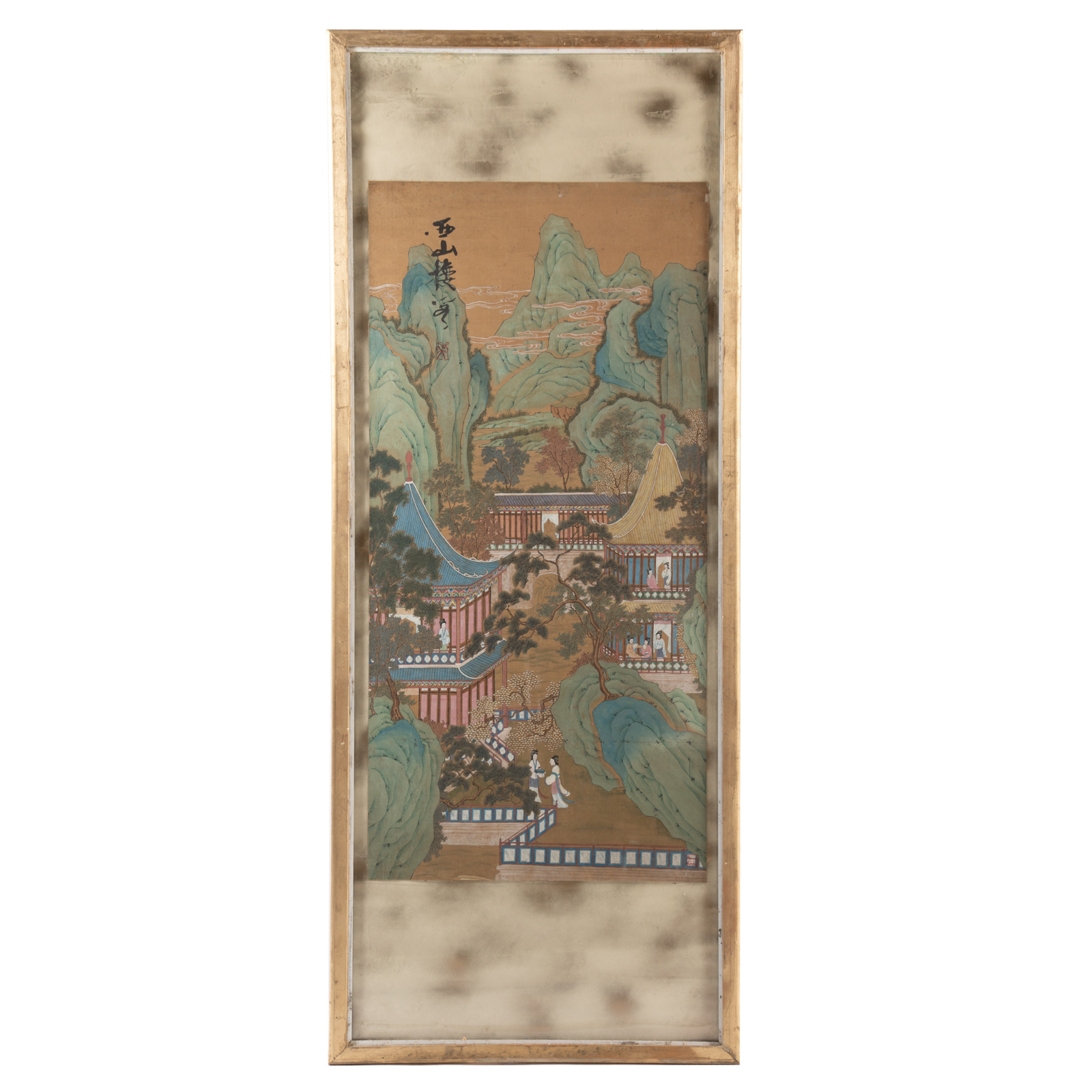 CHINESE PAINTED MOUNTAINSCAPE PANEL