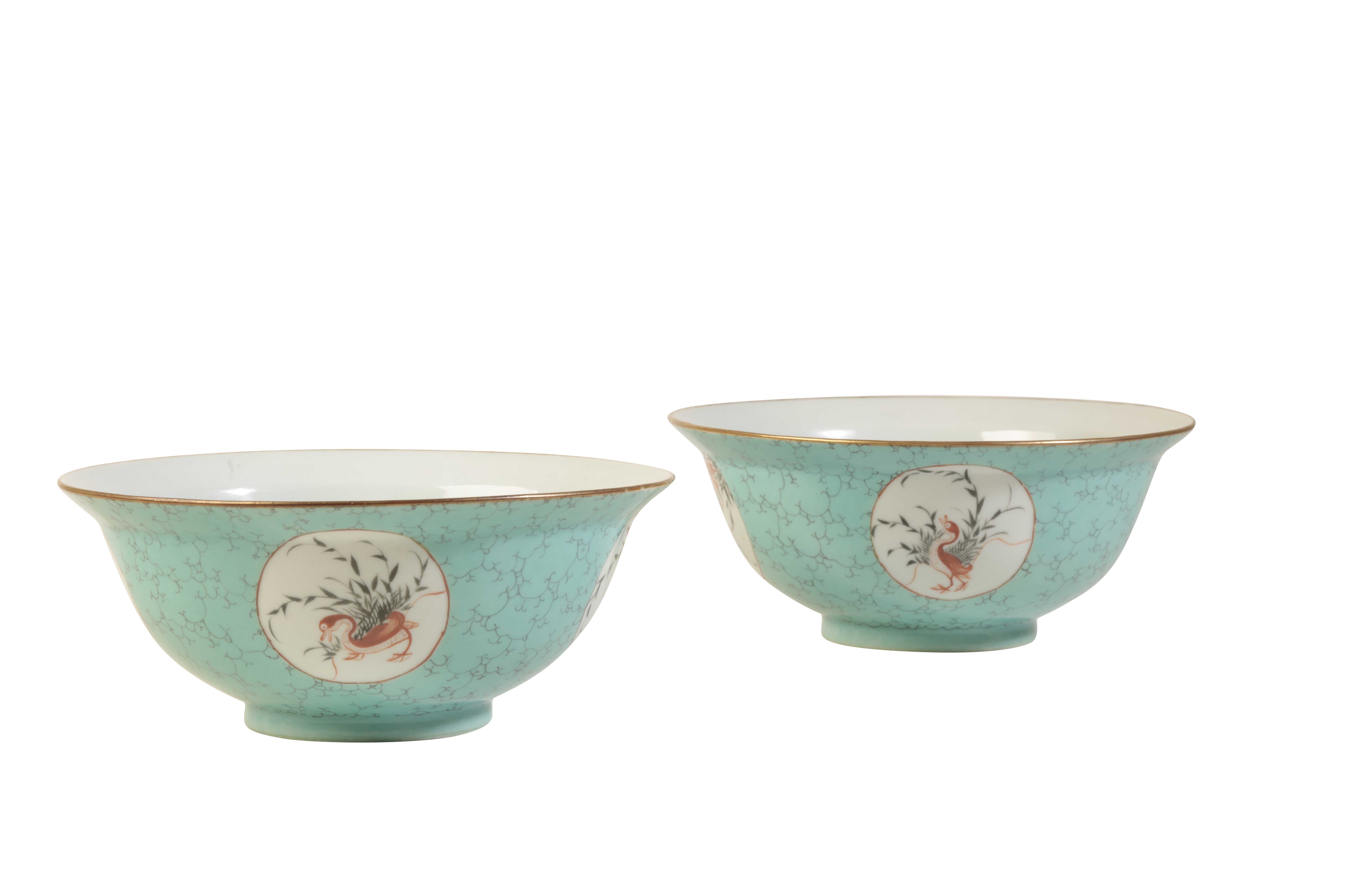 PAIR OF FAUX TURQUOISE GROUND MEDALLION 338fc9