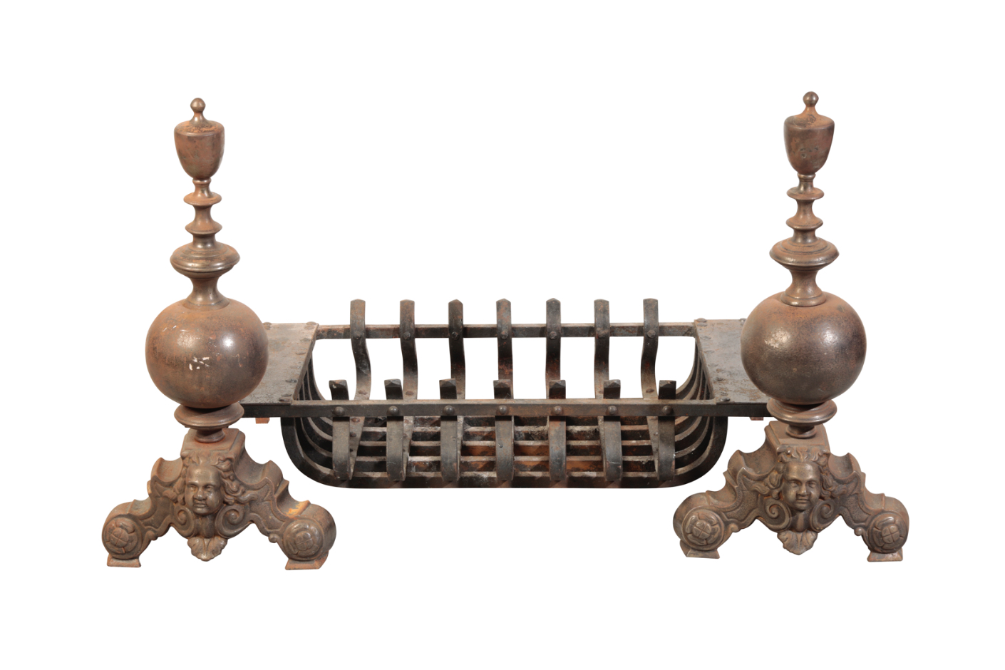 A CAST AND WROUGHT IRON DOG GRATE 339027