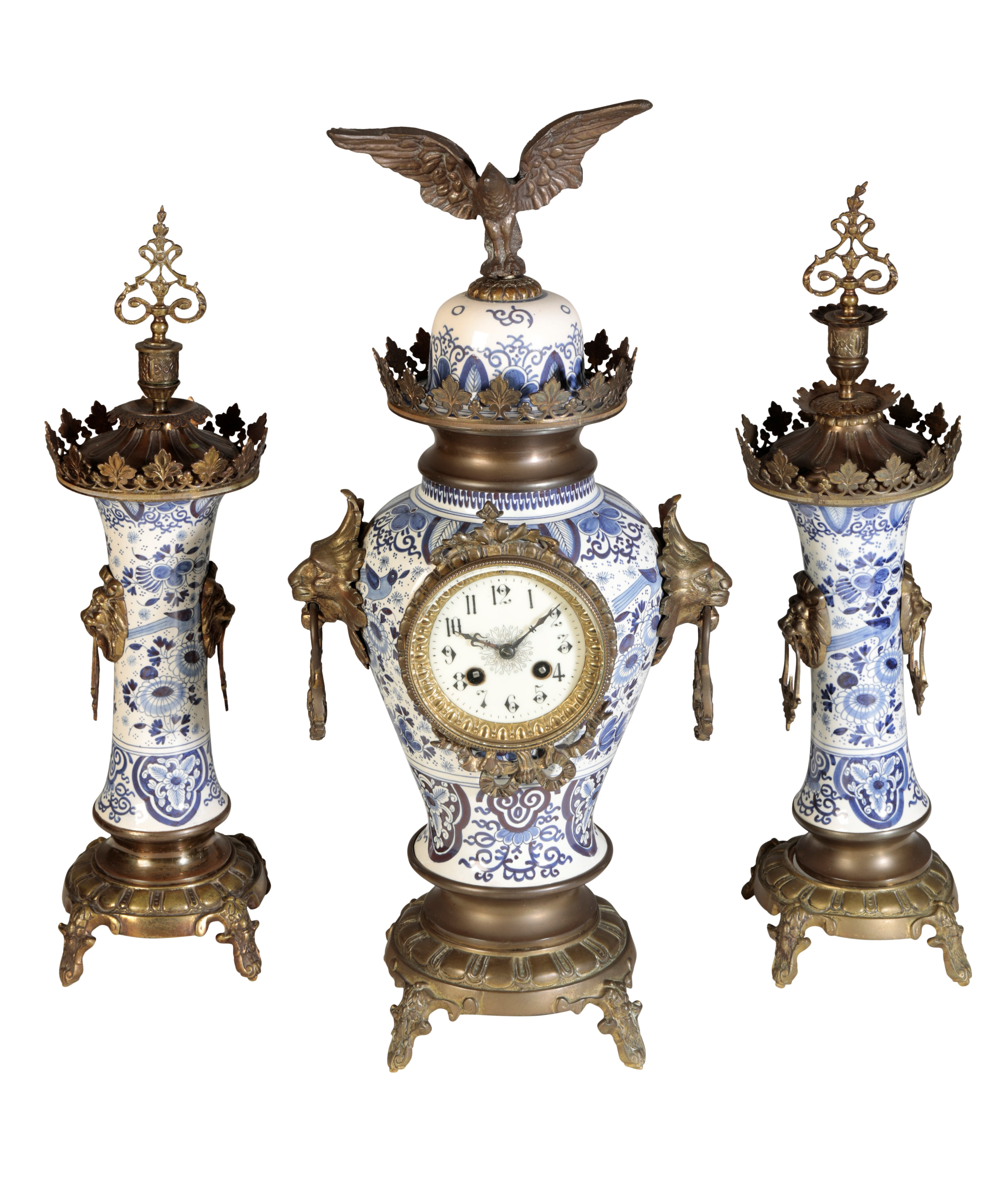 A DELFT BLUE AND WHITE GARNITURE