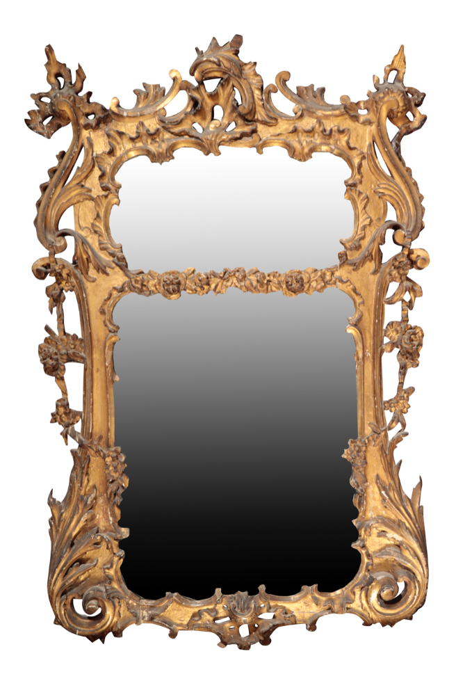 A GEORGE III GILTWOOD MIRROR mid-18th