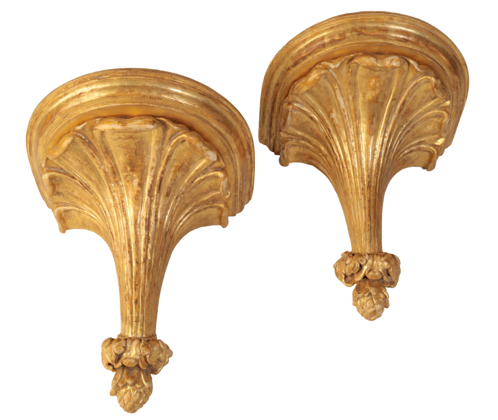 A PAIR OF CARVED AND GILTWOOD WALL