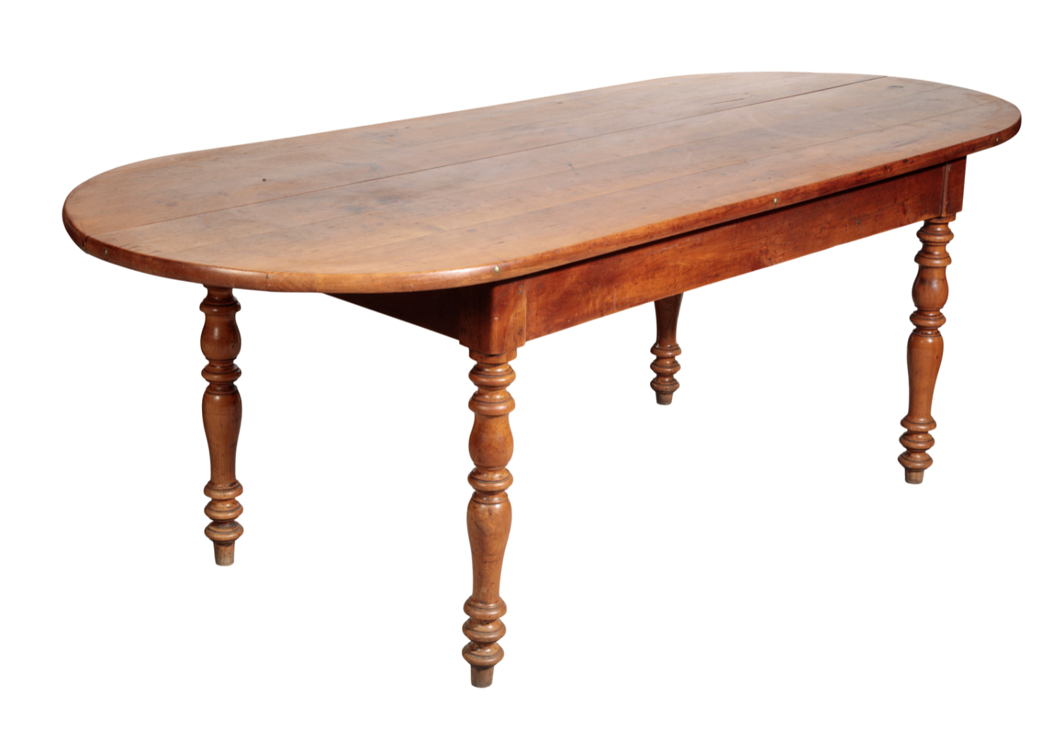 A FRUITWOOD DINING TABLE the top of