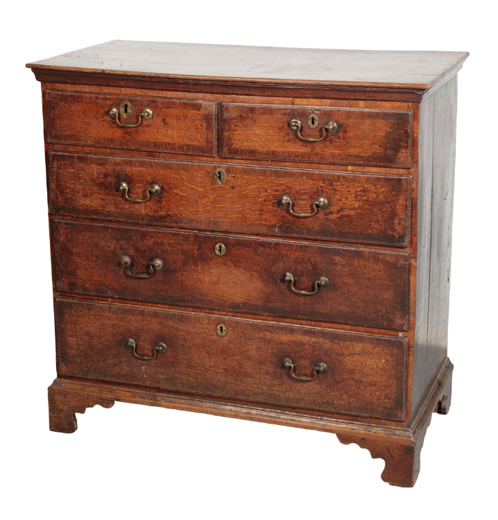 A GEORGE III OAK AND WALNUT CROSSBANDED 339096