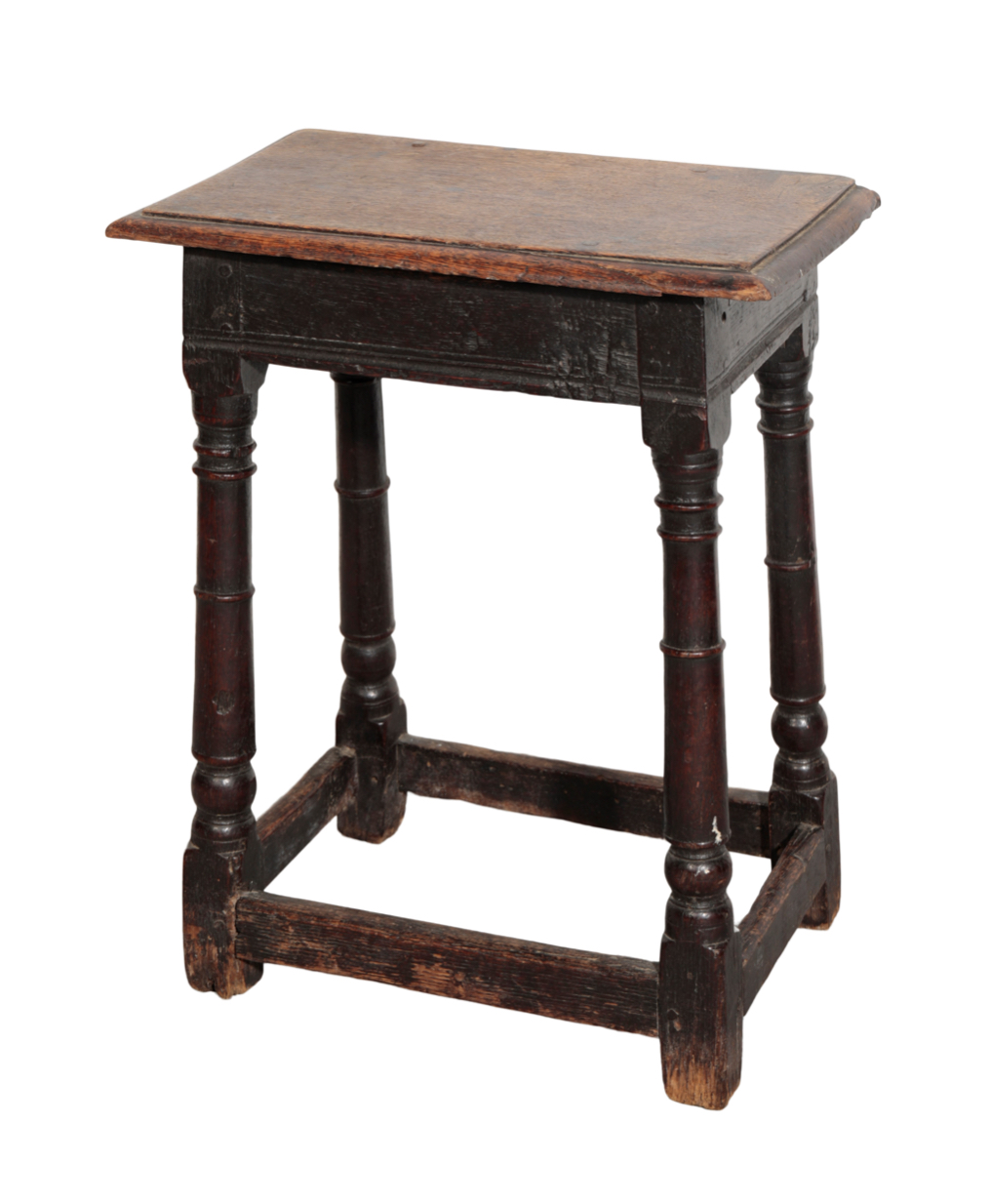 A JACOBEAN OAK JOINT STOOL, late