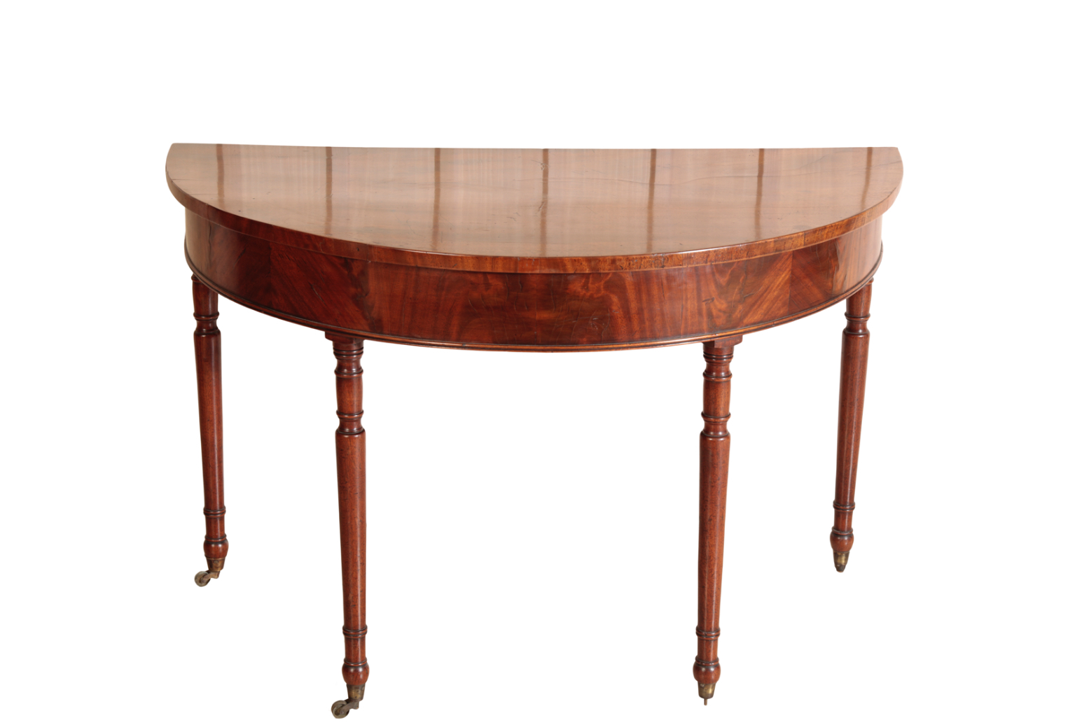 A MAHOGANY D-SHAPED SIDE TABLE first