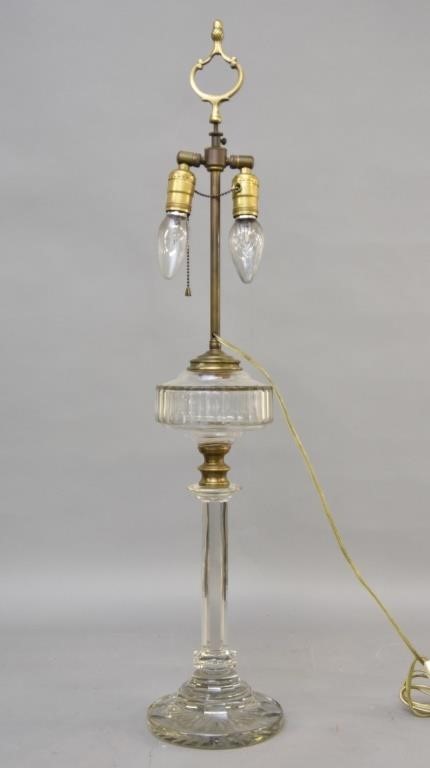 Large glass table oil lamp possibly