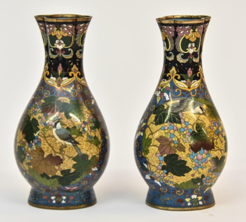 Pair of Asian Cloisonne vases  3390ec