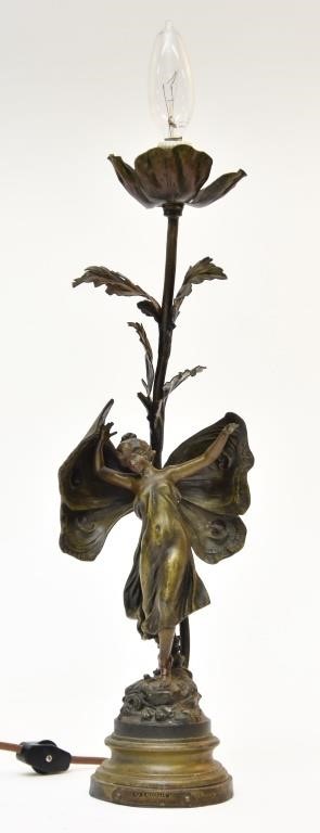 Art Nouveau faux bronze spelter