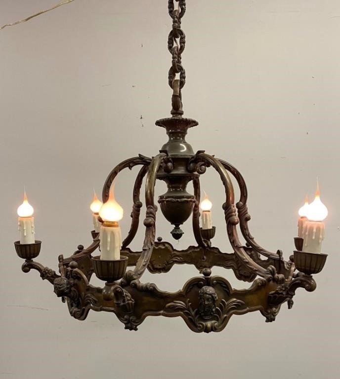 Large heavy cast bronze chandelier  339108