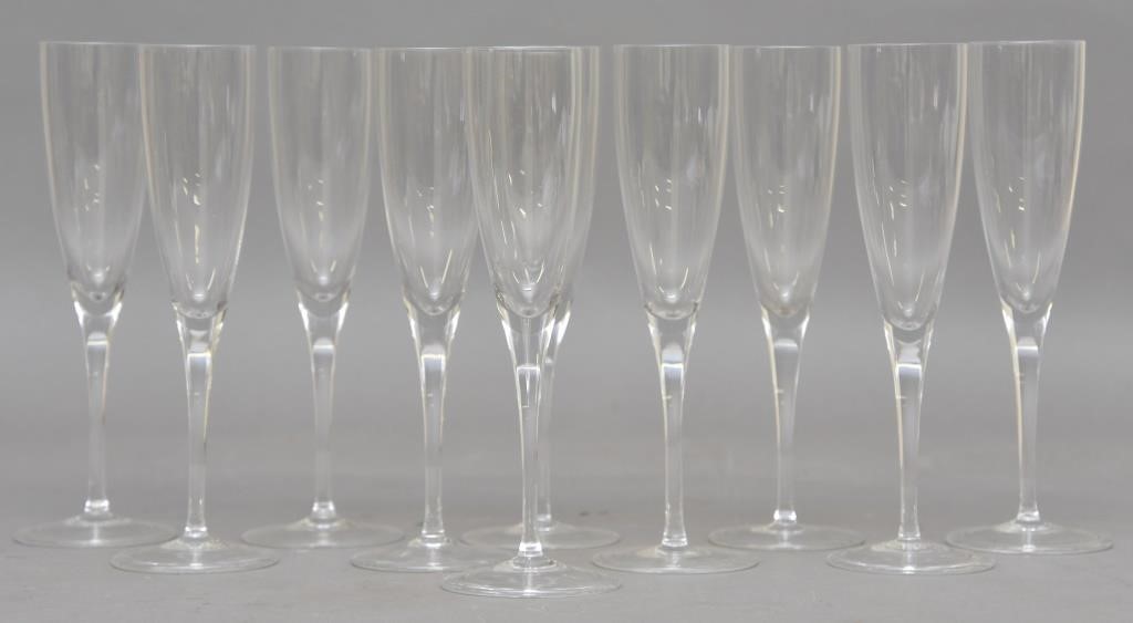 Set of Ten Tiffany & Co. champagne flutes
9.25