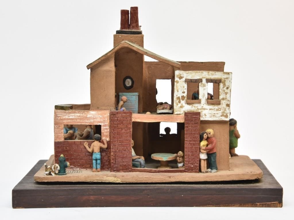 Folk Art pottery house, each room with