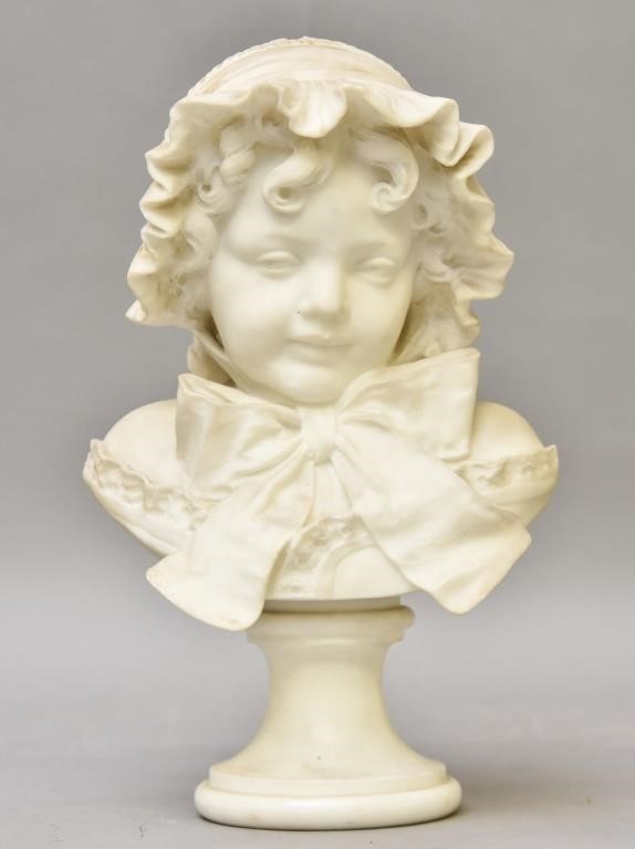 Carved Victorian alabaster bust 33913f