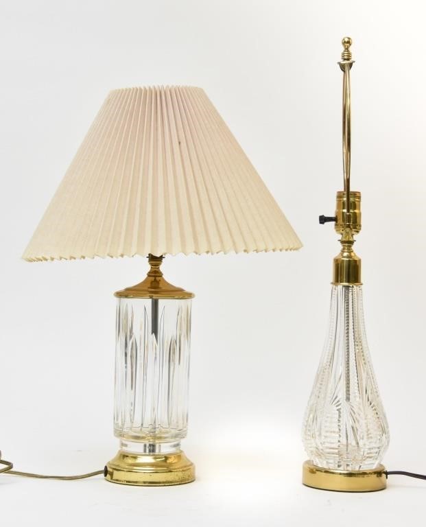 Two Waterford crystal table lamps,