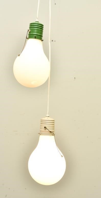 Two mid-century modern light bulb