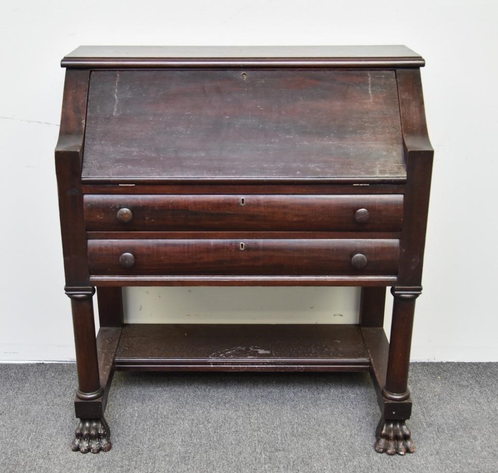 Empire Revival mahogany desk missing 33918a