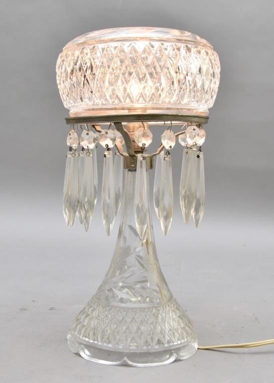 Cut glass boudoir lamp, 20th c.
12"h