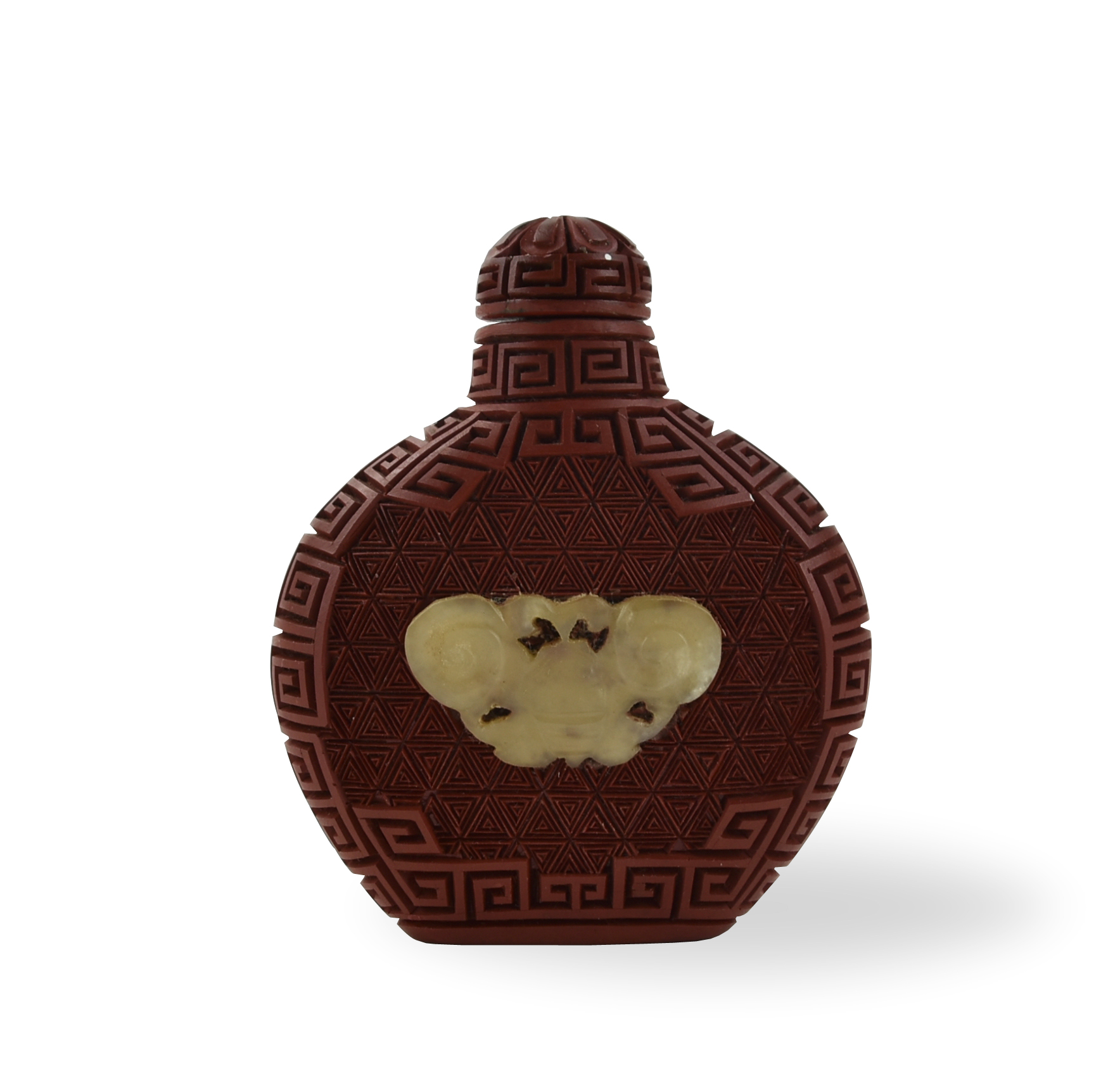 CHINESE RED LACQUER SNUFF BOTTLE 3391fa