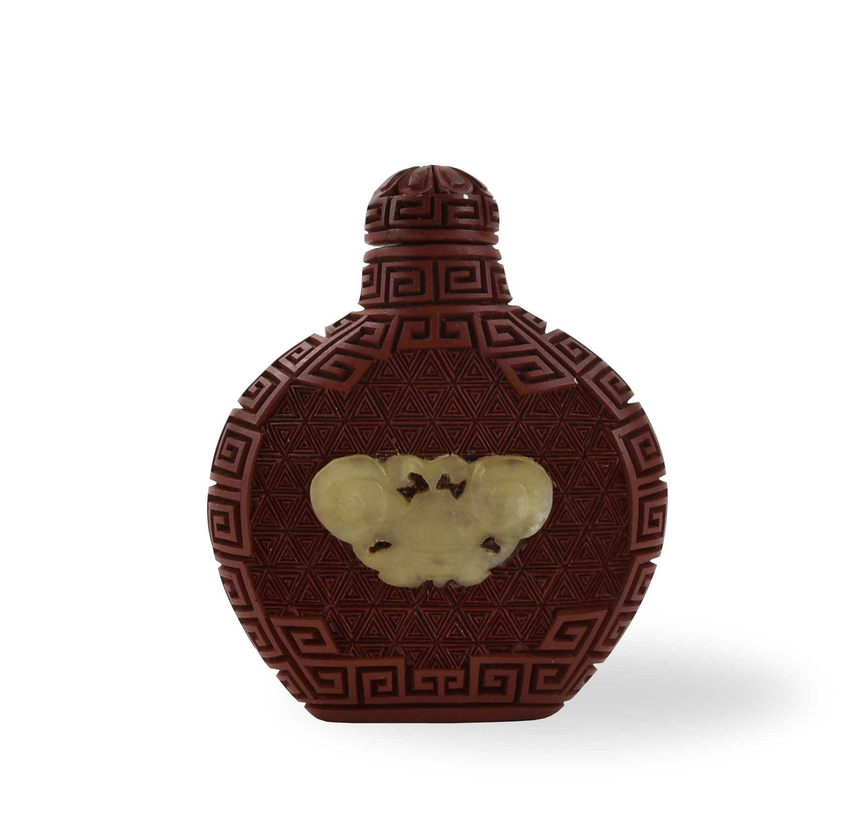 CHINESE RED LACQUER SNUFF BOTTLE