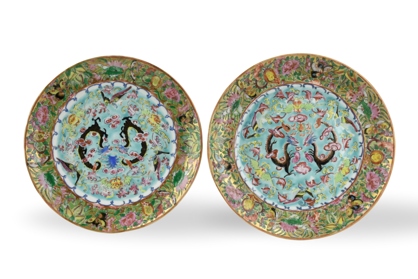 PAIR OF CHINESE CANTON GLAZED PLATE 33922a