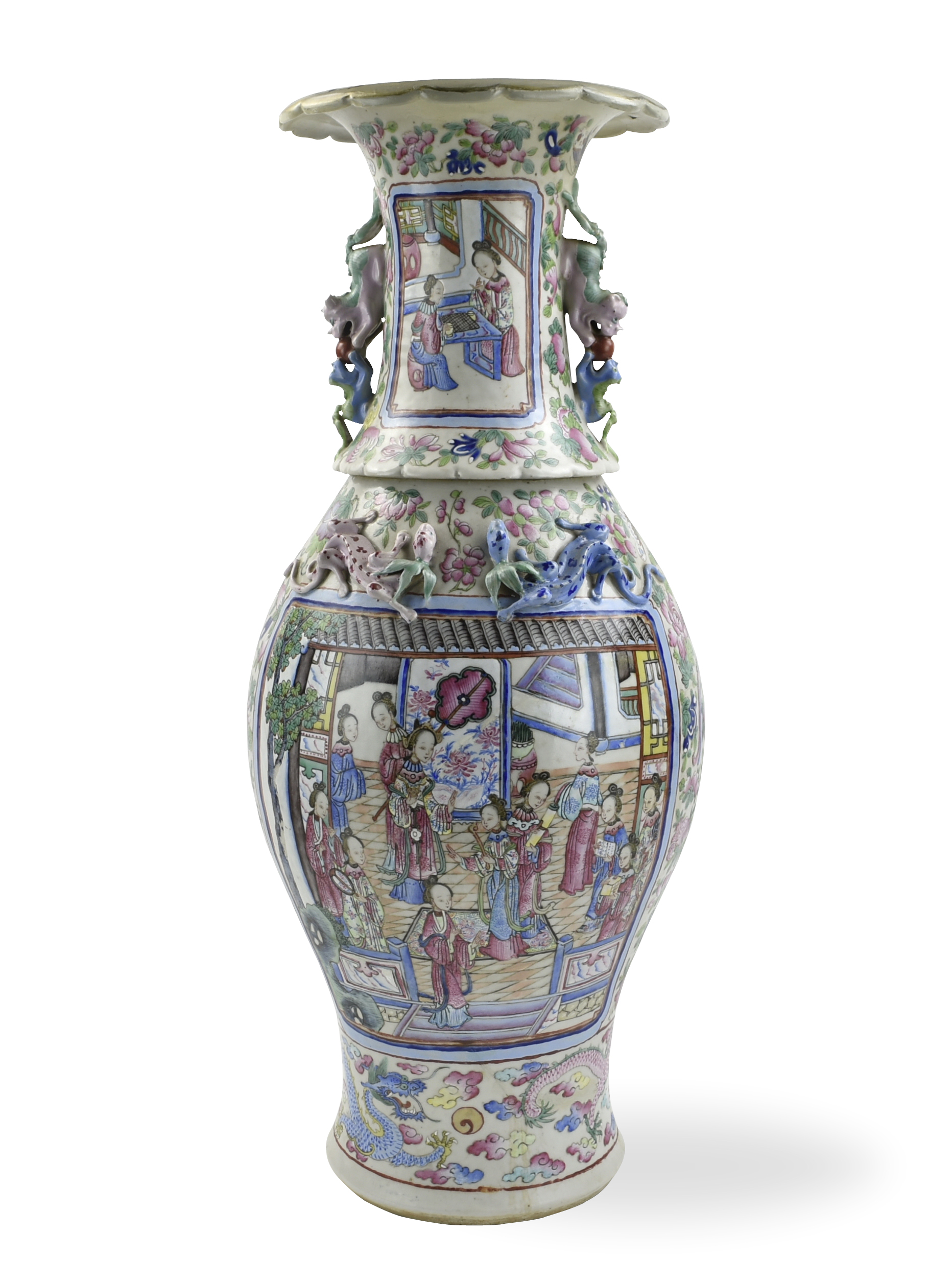 A LARGE CHINESE CANTON GLAZED VASE,19TH