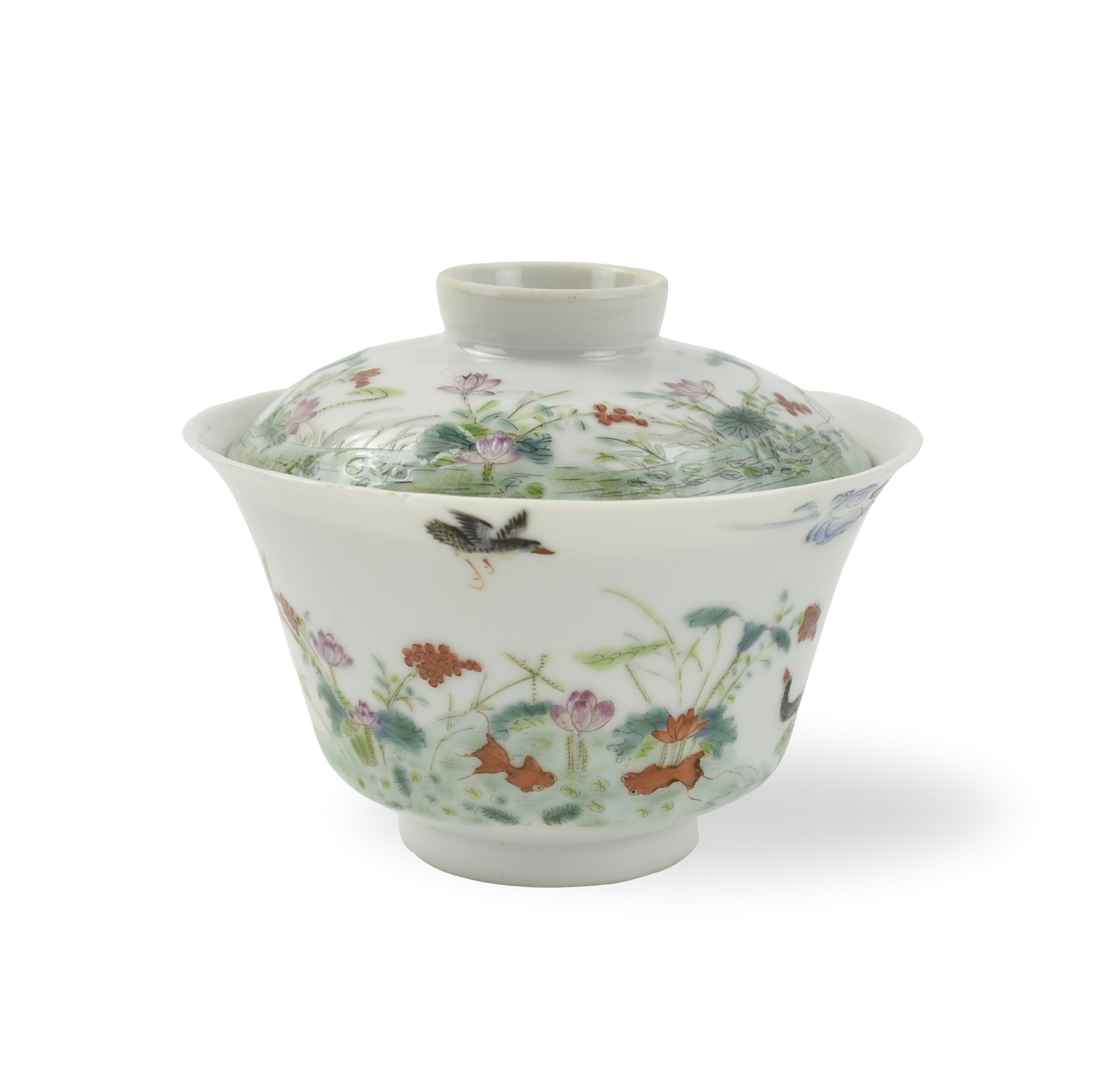 CHINESE FAMILLE ROSE TEACUP & COVER,