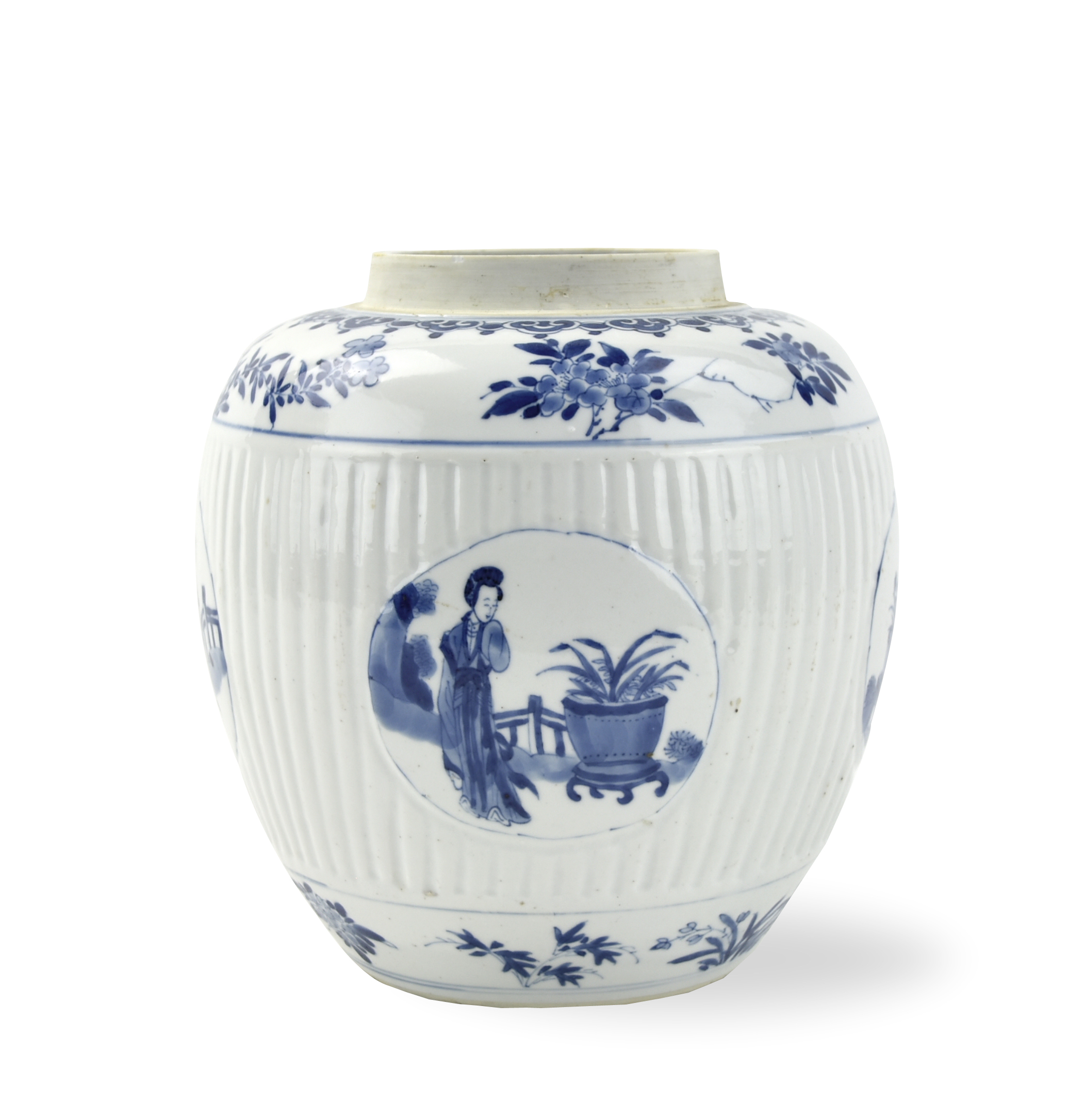 CHINESE BLUE WHITE FIGURAL JAR  339240