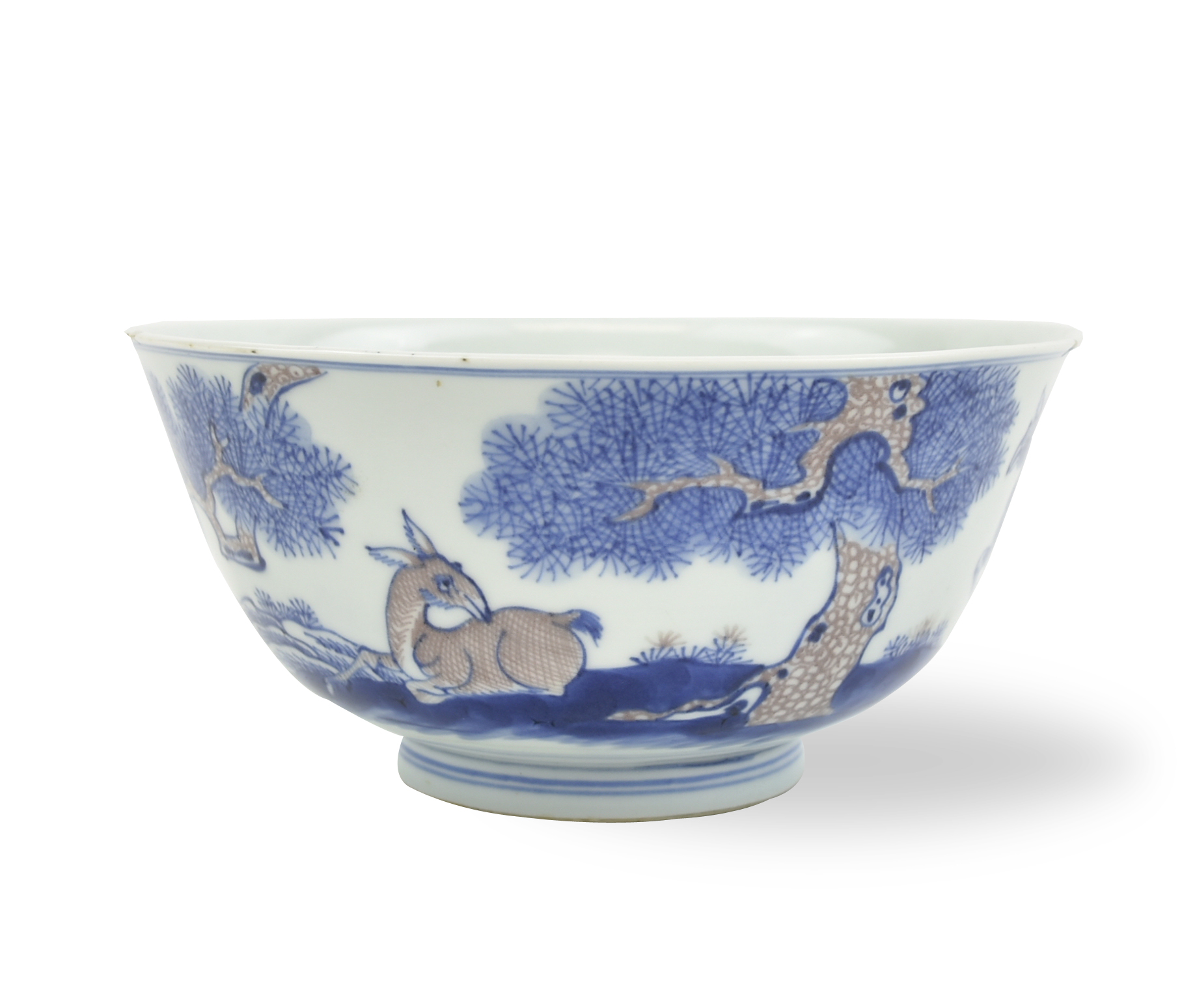 CHINESE BLUE AND COPPER RED BOWL,