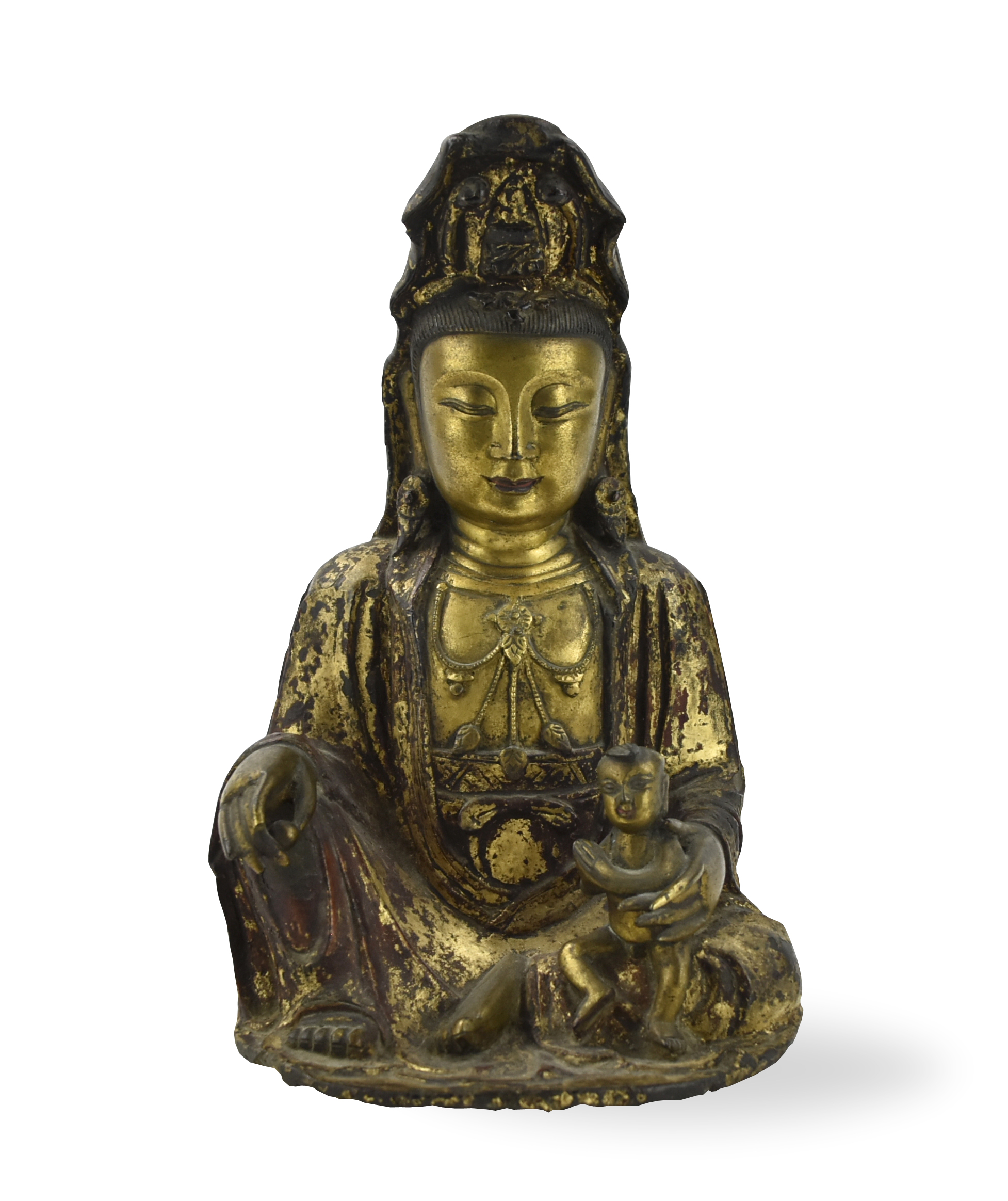 CHINESE GILT LACQUER BRONZE SONGZI GUANYIN