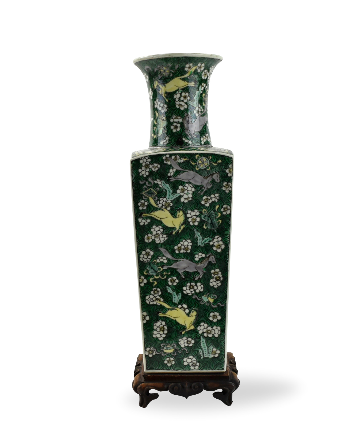 CHINESE SANCAI GLAZED VASE W/ HORSE,