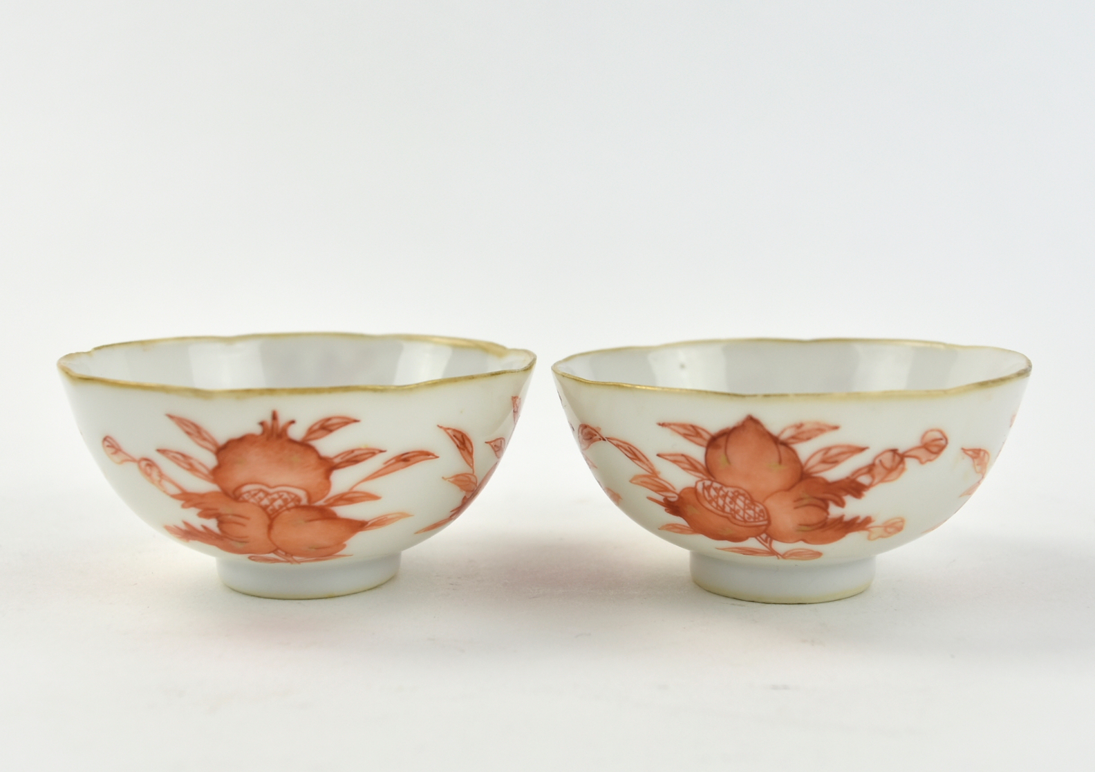 PAIR OF CHINESE IRON RED CUPS,