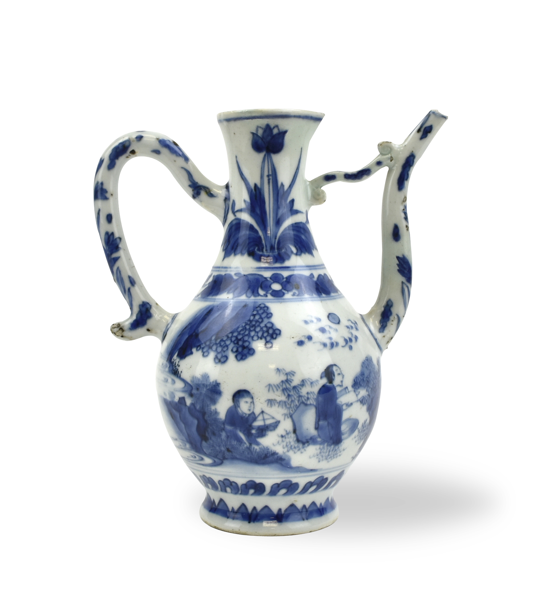 CHINESE BLUE AND WHITE WINE POT,