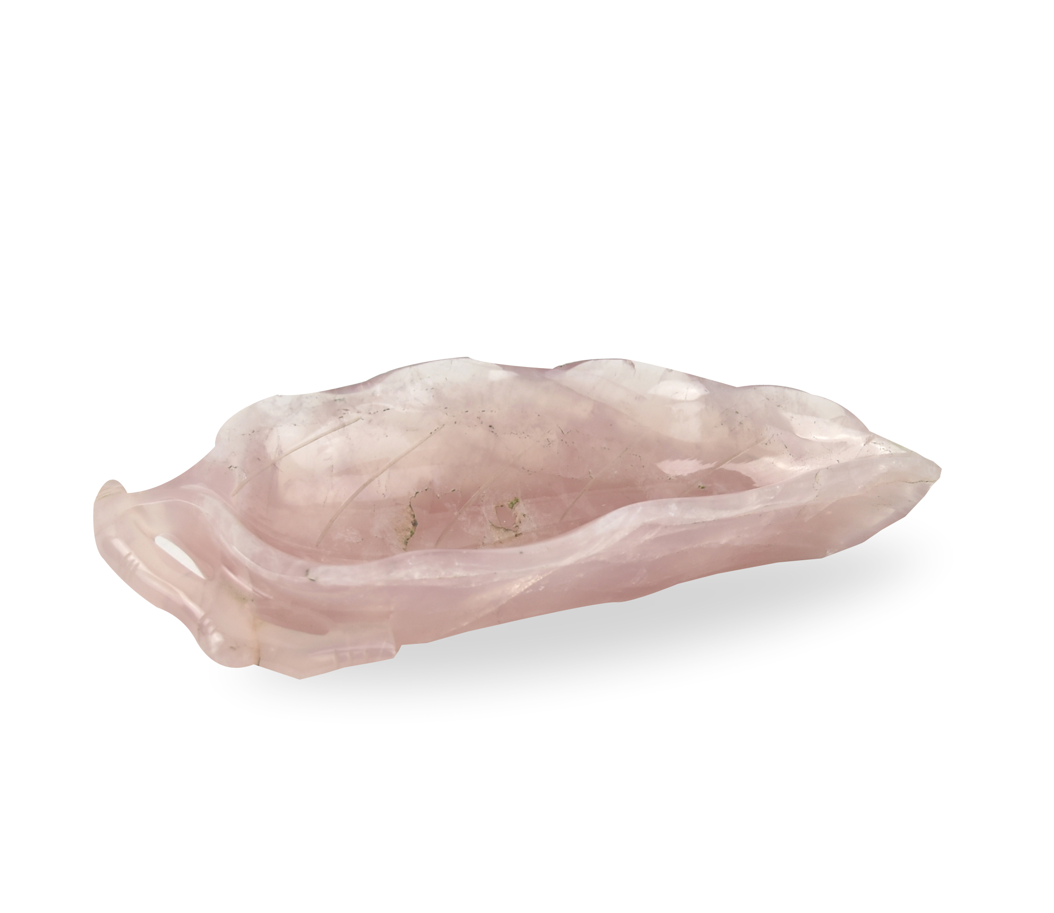 CHINESE PINK ROSE QUARTZ LEAF SHAPED