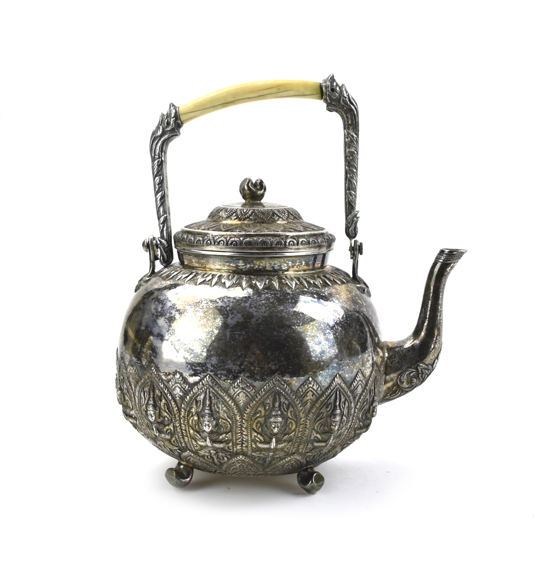 BURMESE CHINESE EXPORT SILVER TEAPOT