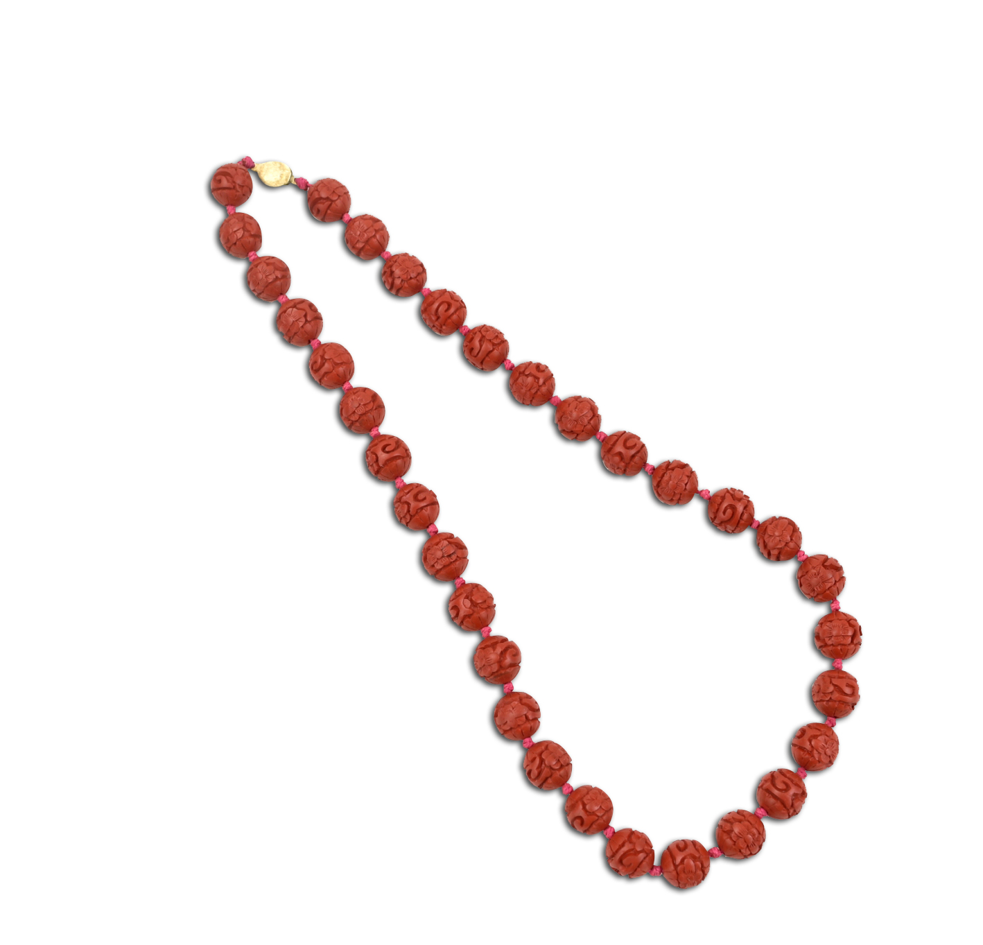 CHINESE LACQUER BEAD NECKLACE 33 3392c2