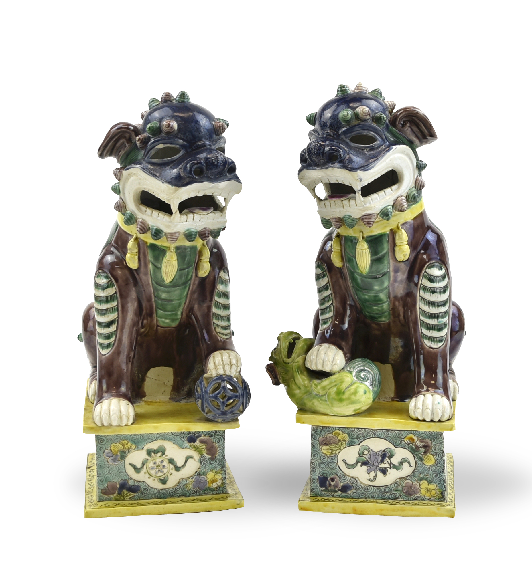 PAIR OF CHINESE SANCAI GLAZE FOO DOG  3392d4