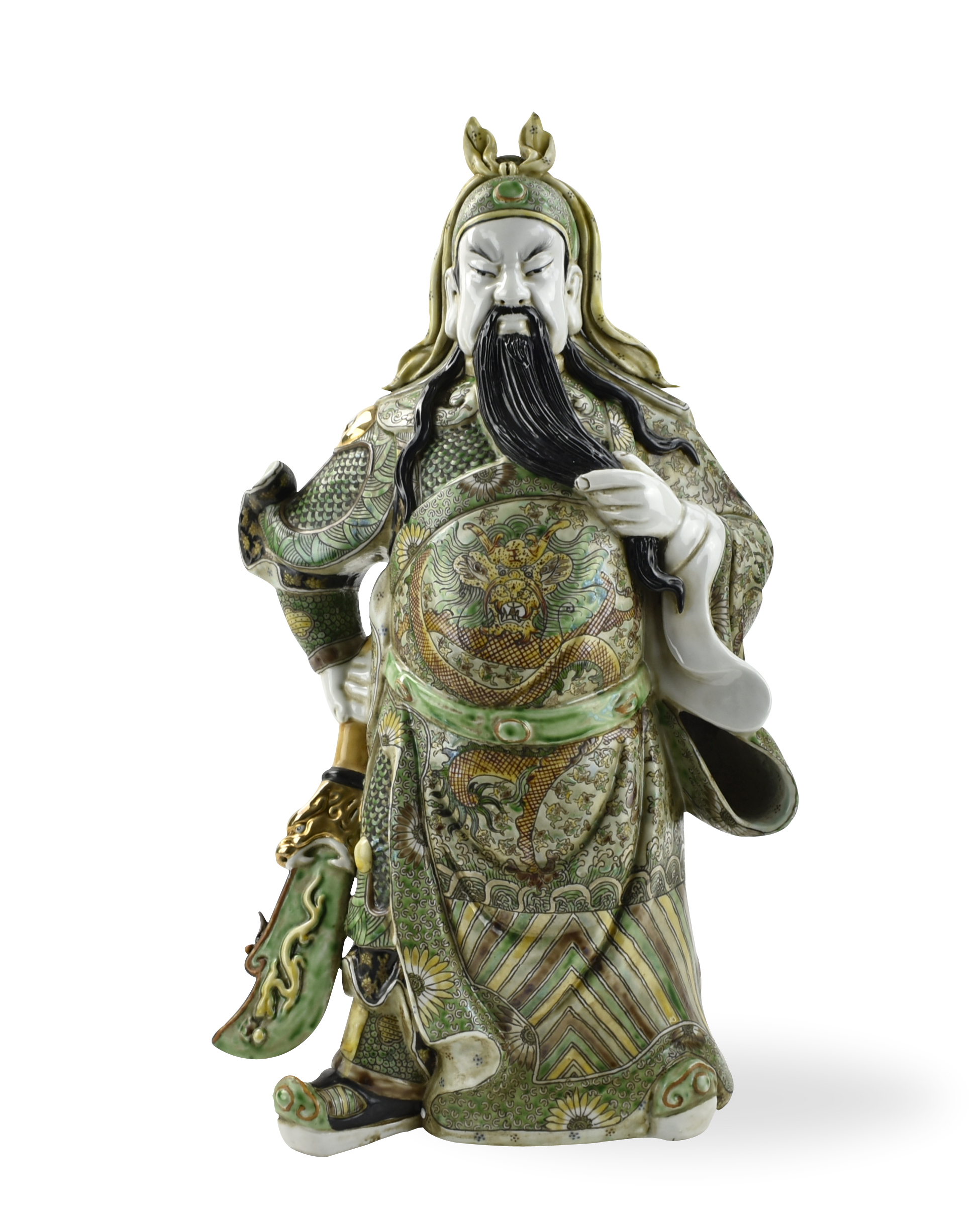 CHINESE PORCELAIN FIGURE OF GUANGONG,20TH