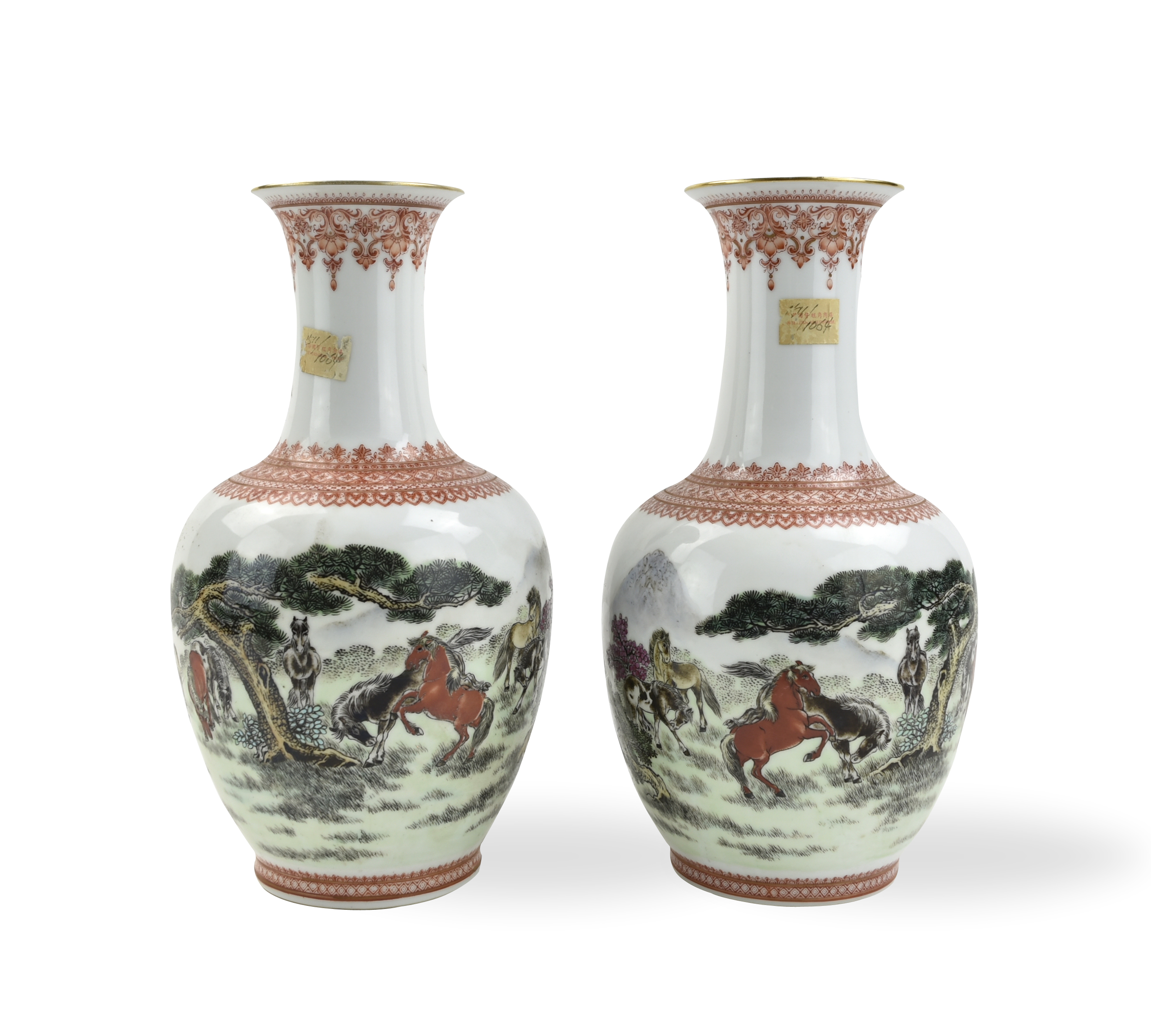 PAIR OF CHINESE FAMILLE ROSE VASE 1950S  3392ee