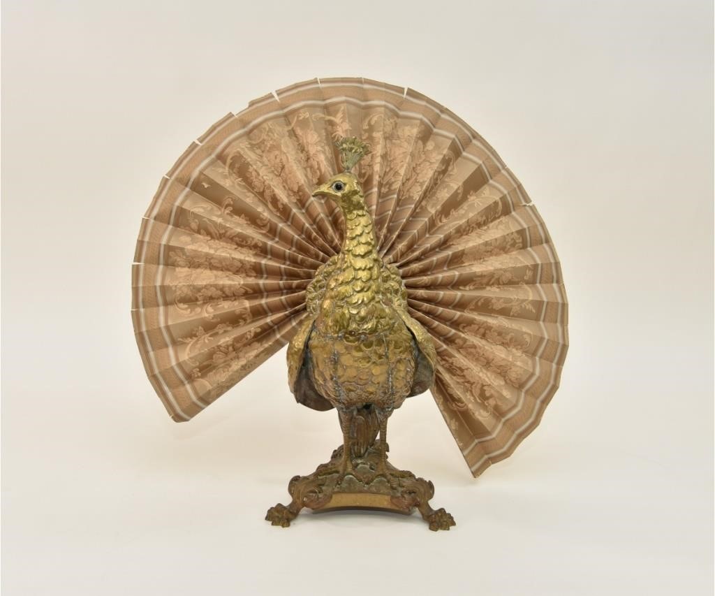 Victorian brass peacock fire screen 339302