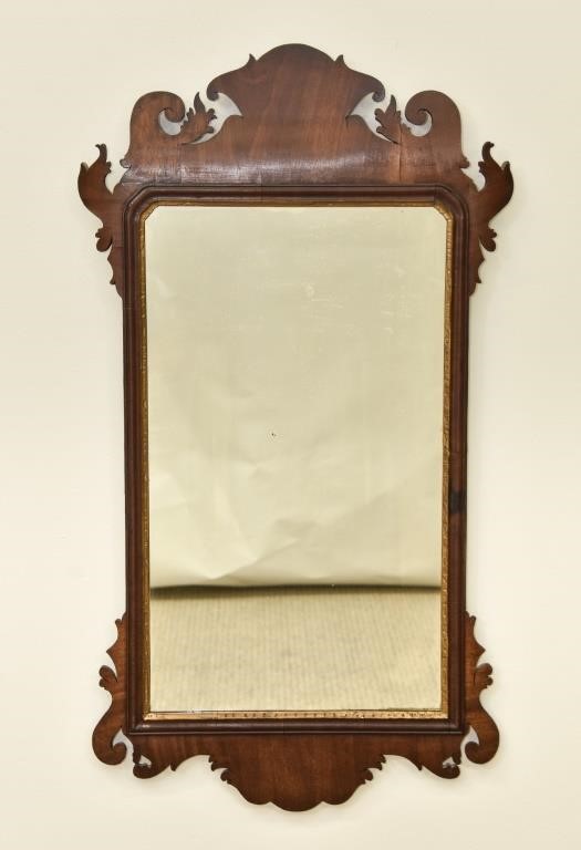 English Chippendale mahogany mirror,
