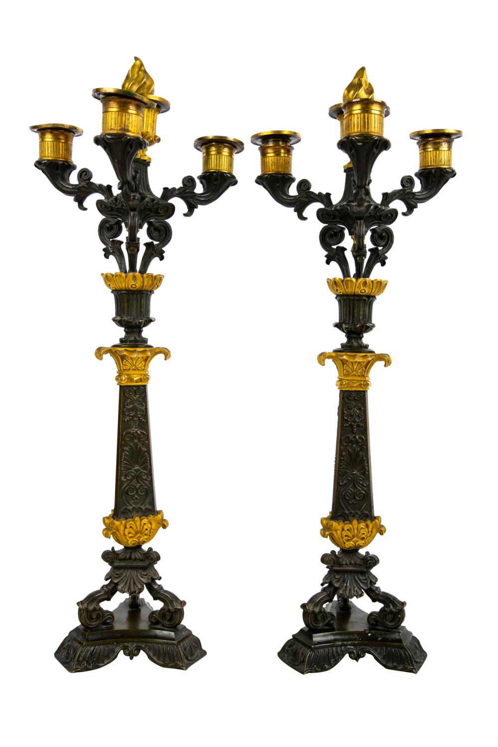 PAIR OF FRENCH GILT & PATINATED