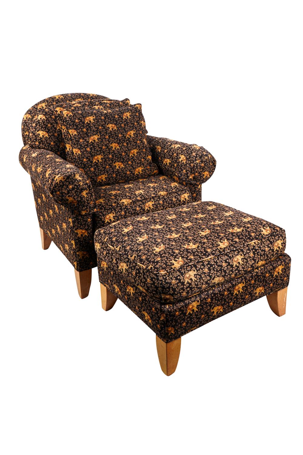 ELEPHANT MOTIF UPHOLSTERED CHAIR