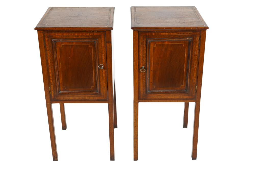 PAIR OF INLAID MAHOGANY BEDSIDE