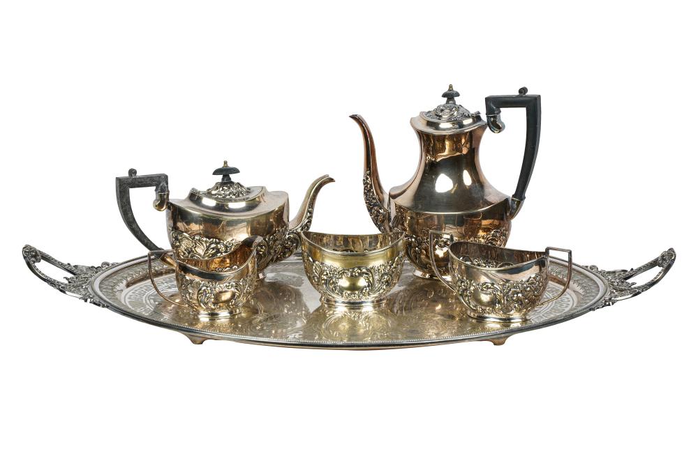 ENGLISH SILVER-PLATE TEA & COFFEE SERVICE