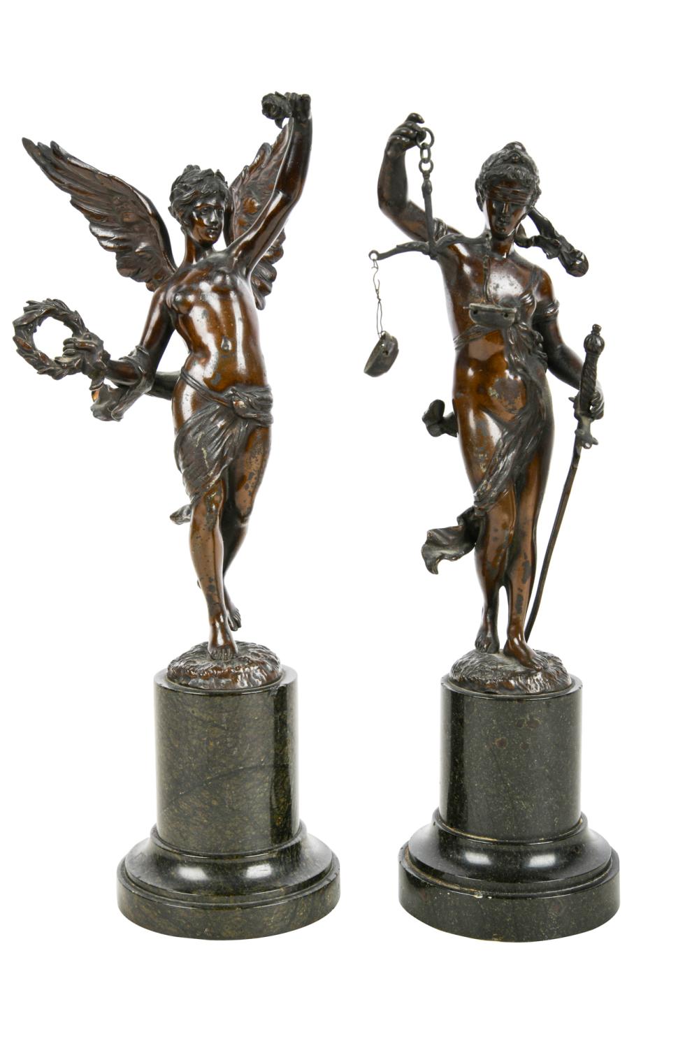 PAIR OF CLASSICAL-STYLE PATINATED