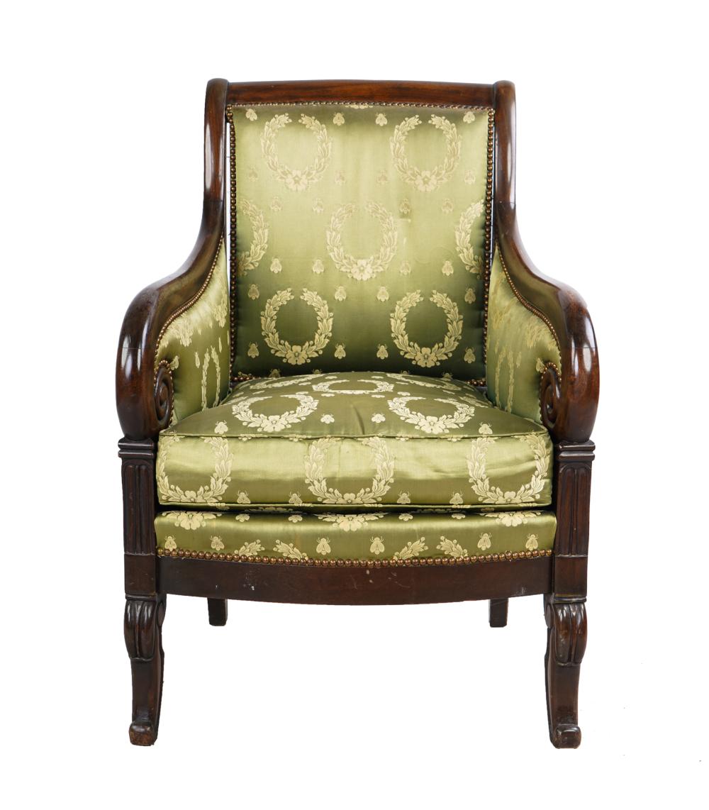 FRENCH WALNUT ARMCHAIRwith studded 336ceb