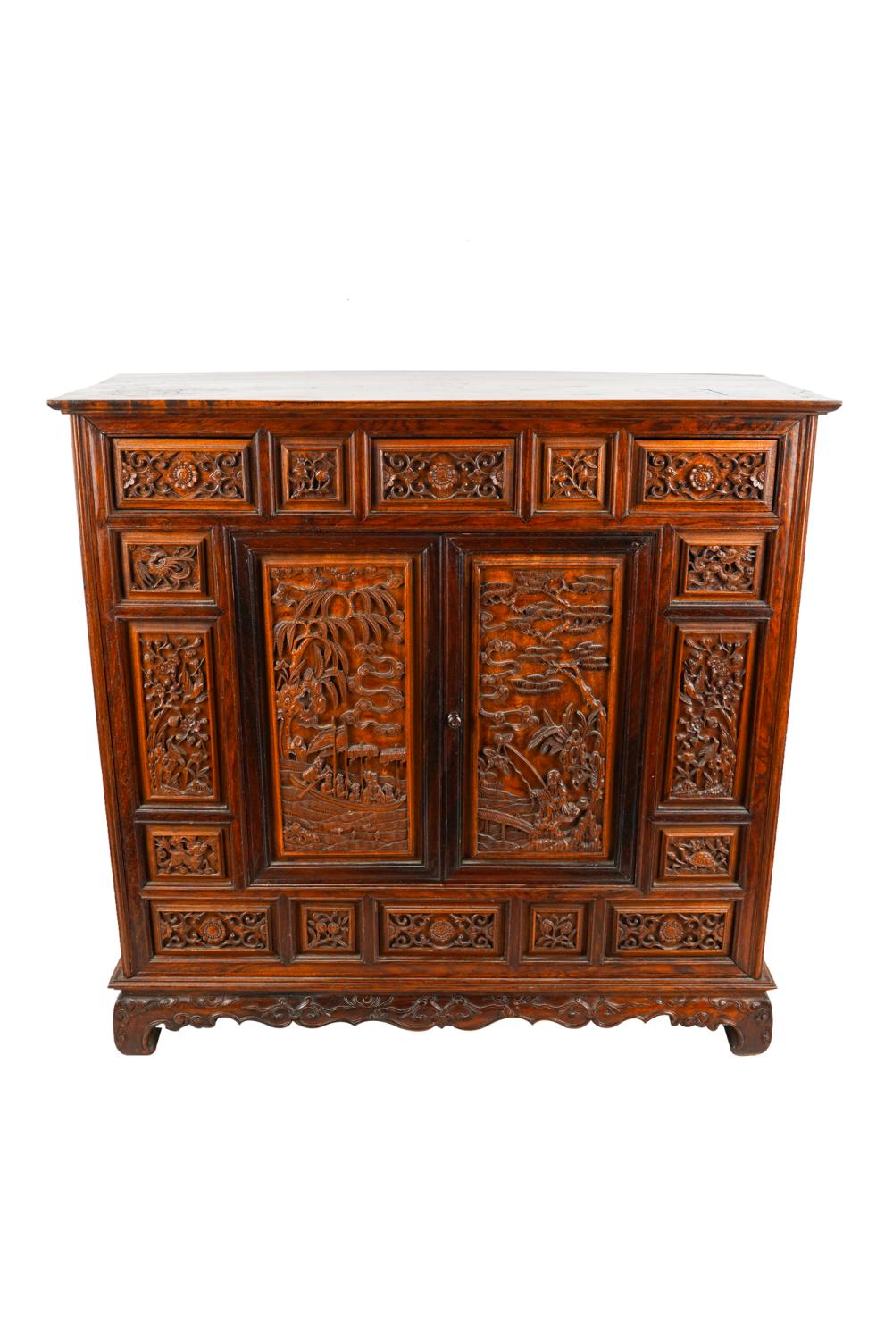 CHINESE CARVED HARDWOOD CABINETCondition: