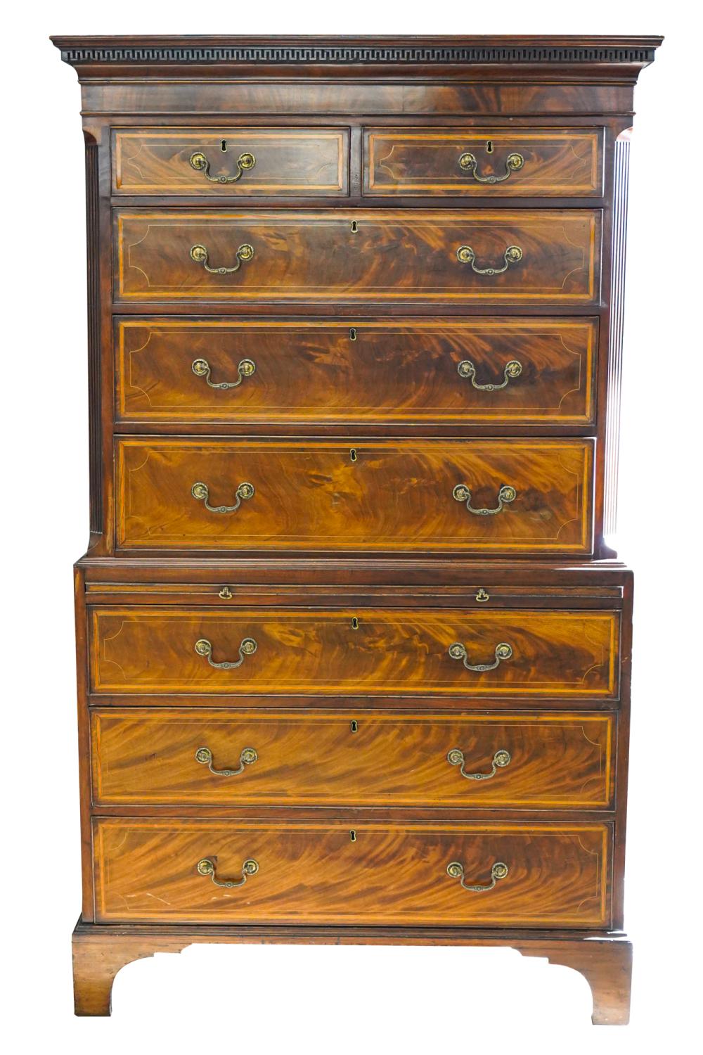 SCOTTISH INLAID MAHOGANY CHEST ON CHESTsecond 336d32