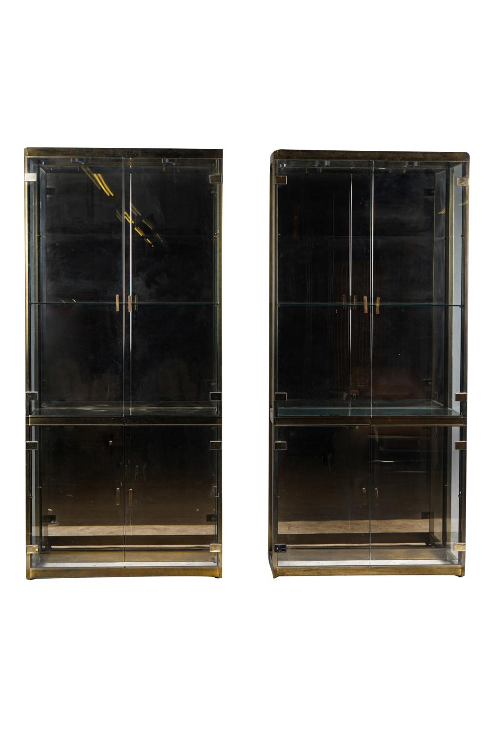 PAIR OF BRASS GLASS DISPLAY CASESProvenance  336d4e